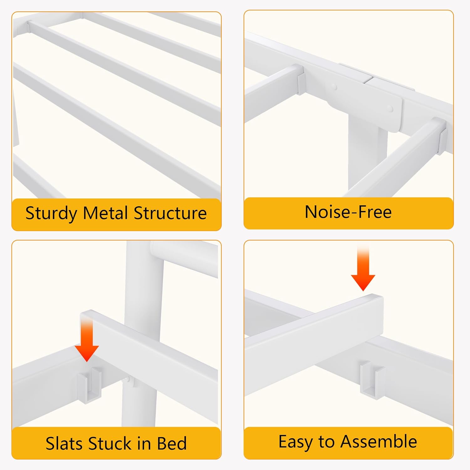 IDEALHOUSE Twin Size Metal Bed Frame, Twin Bed Frames with Headboard and Footboard, Metal Platform Bed Frame Steel Slats Support, No Box Spring Needed, Easy Assembly, White