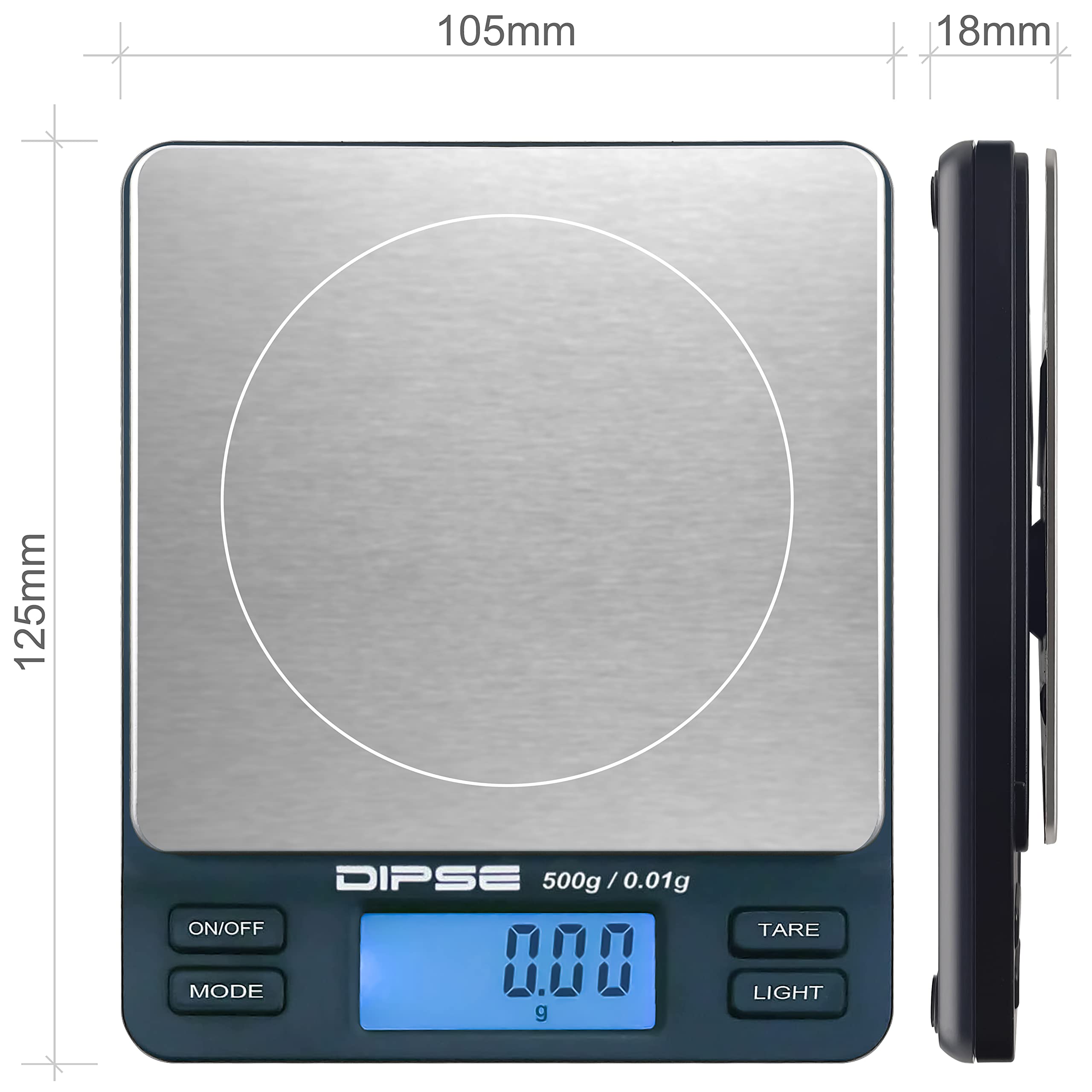 (500 g x 0,01 g) - Digital Scales TP Series, Accurate High-Precision Pocket Scales, Gold Scales with Extra-Large Weighing Surface, 500 g x 0,01 g