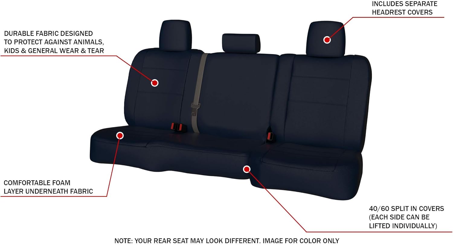 ShearComfort Rear SEAT Custom Waterproof Cordura Seat Covers Compatible with Dodge Ram Pickup 2500-5500 HD (2017-2022) in Blue for 40/60 Split Back and Bottom w/Pullout Arm and 3 Adjustable HEA...