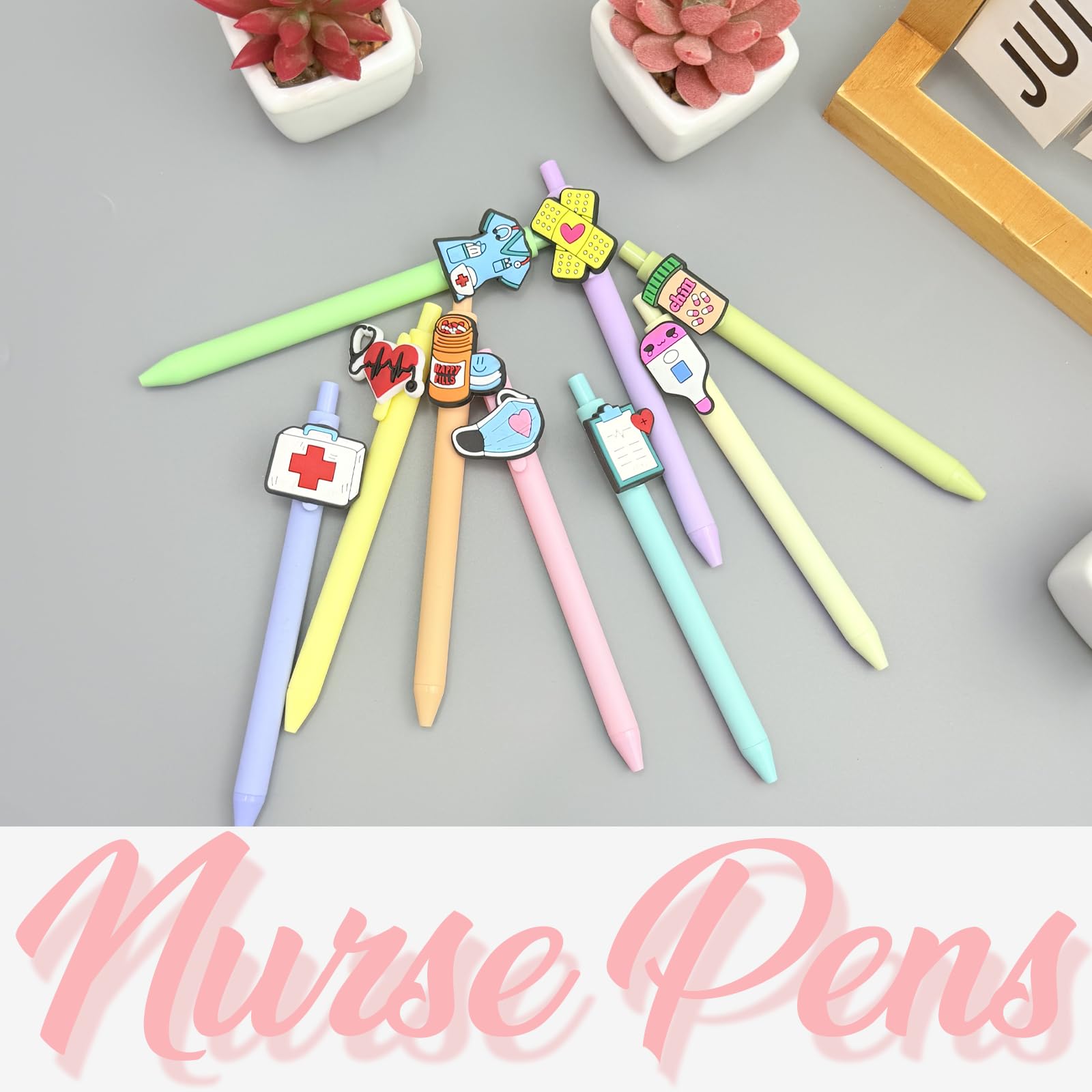 JIZHIYUAN Penne per infermiere con cuore, design a bottiglia di medicina, strumenti di scrittura versatili per CNA, RN, assistenti medici, studenti infermieristici, set di penne gel estetiche
