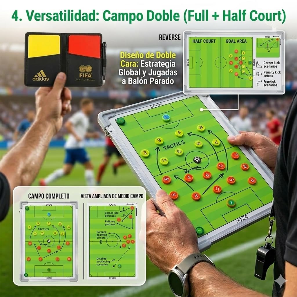 CREADY Pizarra Entrenador de Futbol 44x31cm Carpeta Táctica Magnética con Fichas