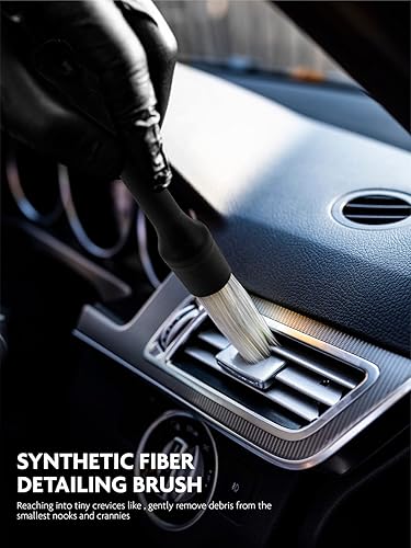 Miniatura 6 de Fantasticlean Juego de 9 piezas de detalles para el interior del automóvil, paño de microfibra y aplicador, cepillos de detalles, cerdas naturales