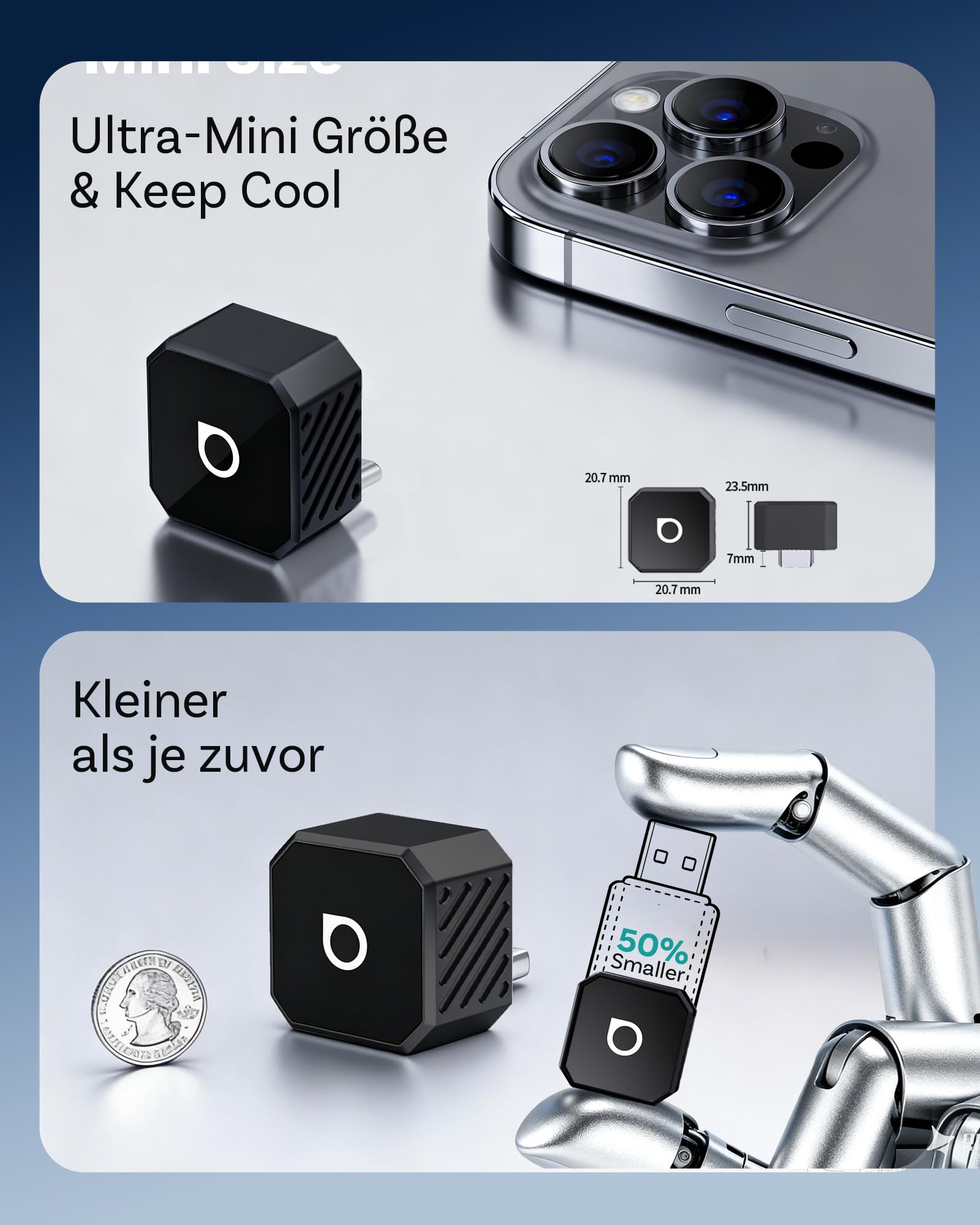 2026 Upgrade Ottocast Mini Pot, Wireless CarPlay & Android Auto Adapter, Plug & Play, WLAN 2.4G+5G, Automatische Verbindung, Kompatibel mit Autos ab 2016 mit kabelgebundenem CarPlay/AA (Schwarz)