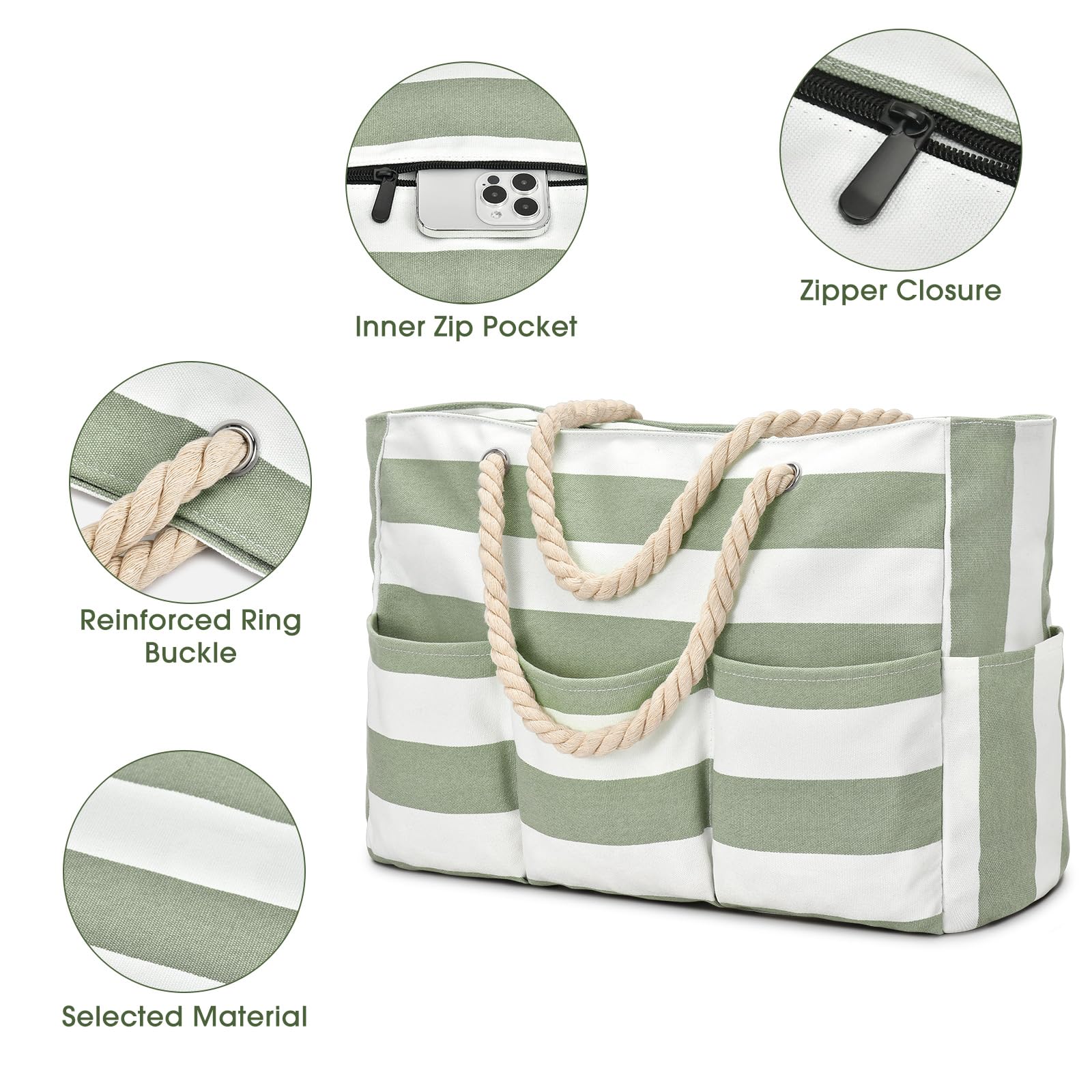 oscaurt Strandtasche Wasserdicht Badetasche XXL Shopper Tasche Damen Vielseitige Umhängetasche mit Reißverschluss Beach Tote Bag Faltbare Reisetasche mit Mehreren Fächern