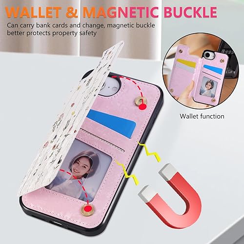 Miniatura 389 de UEEBAI Funda tipo cartera para iPhone 15 Pro Max con tarjetero, cubierta de cuero PU con soporte, bloqueo RFID, doble cierre magnético, relieve de