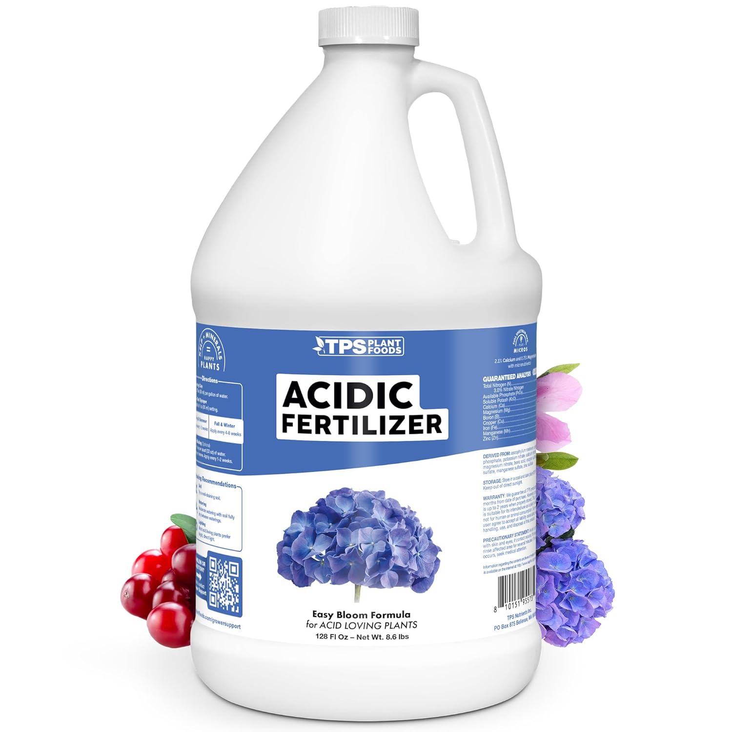 Acidic Fertilizer – Liquid Plant Supplement for Lower Soil pH, Better Nutrient Uptake & Healthier Acid-Loving Plant Growth, 1 Gallon