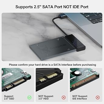 محول Sata إلى Usb 3.0، كابل Usb Sata لقارئ القرص الصلب الداخلي Ssd وhdd مقاس 2.5 بوصة، محول نقل البيانات بسرعة 5 جيجابت في الثانية يدعم Uasp متوافق مع أجهزة الكمبيوتر وأجهزة الكمبيوتر المحمولة والأجهزة اللوحية