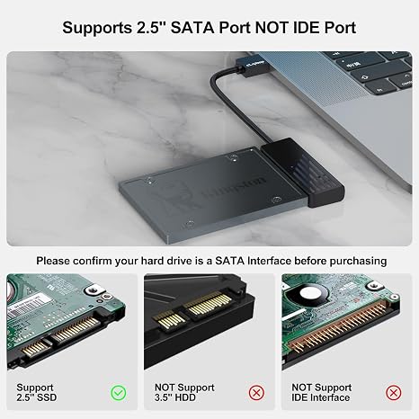 محول Sata إلى Usb 3.0، كابل Usb Sata لقارئ القرص الصلب الداخلي Ssd وhdd مقاس 2.5 بوصة، محول نقل البيانات بسرعة 5 جيجابت في الثانية يدعم Uasp متوافق مع أجهزة الكمبيوتر وأجهزة الكمبيوتر المحمولة والأجهزة اللوحية