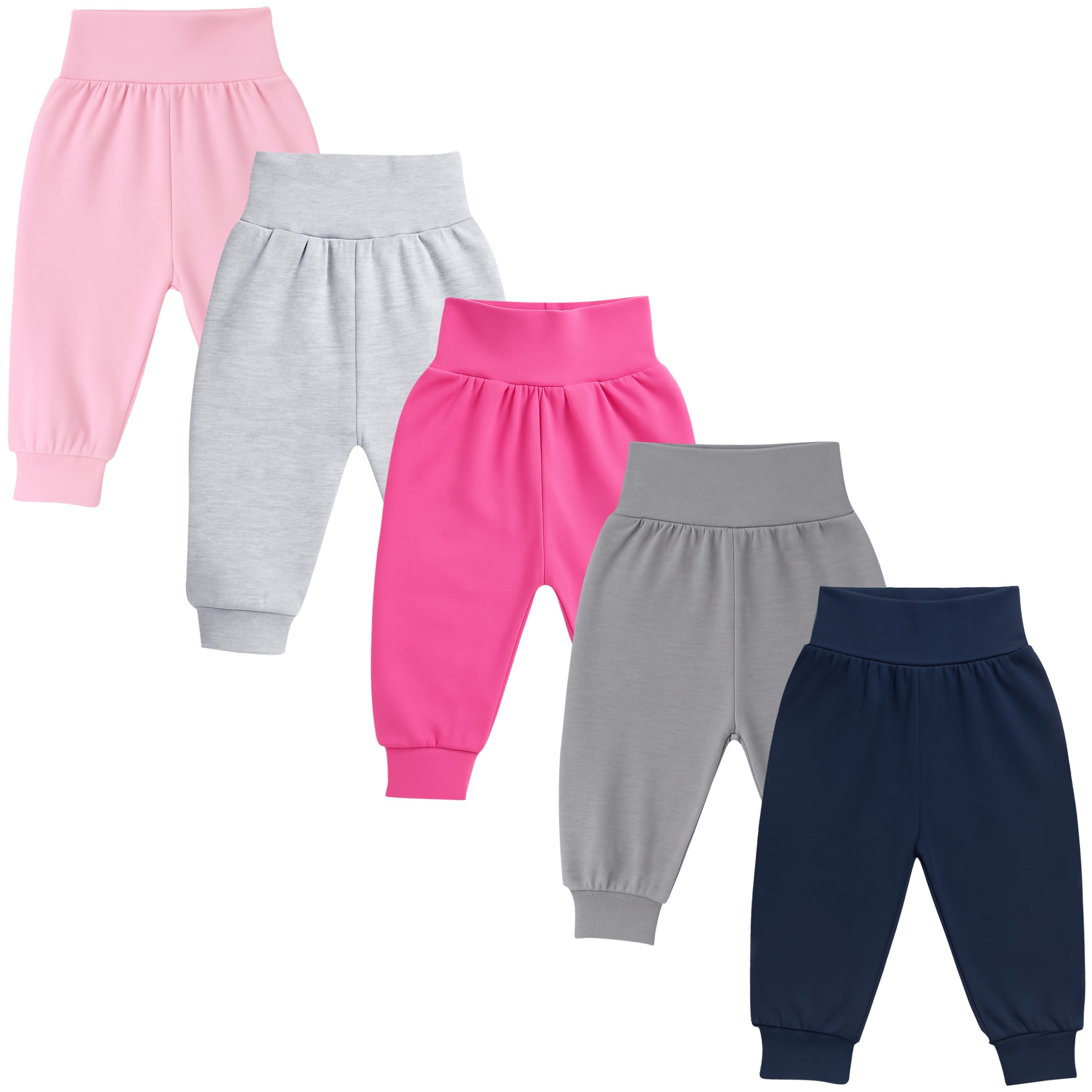 LOREZA® 5 Pantalones Bombachos para Bebé Unisex – 100% Algodón – Suaves, Cómodos y Transpirables