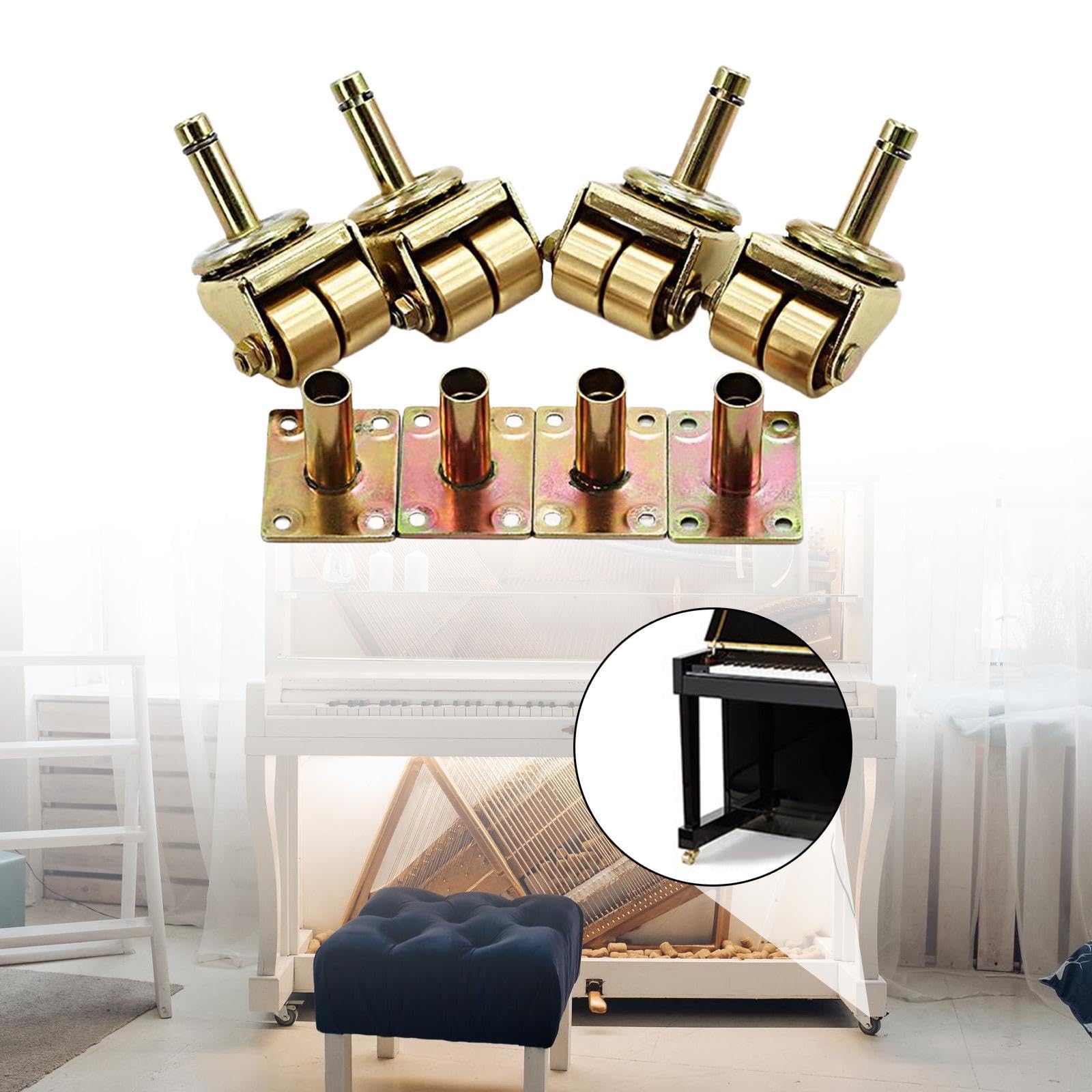 Set di 4 Ruote di Ricambio per Pianoforti Verticali, Facili Da Installare, in Ottone Resistente, Stile Antico, Style a