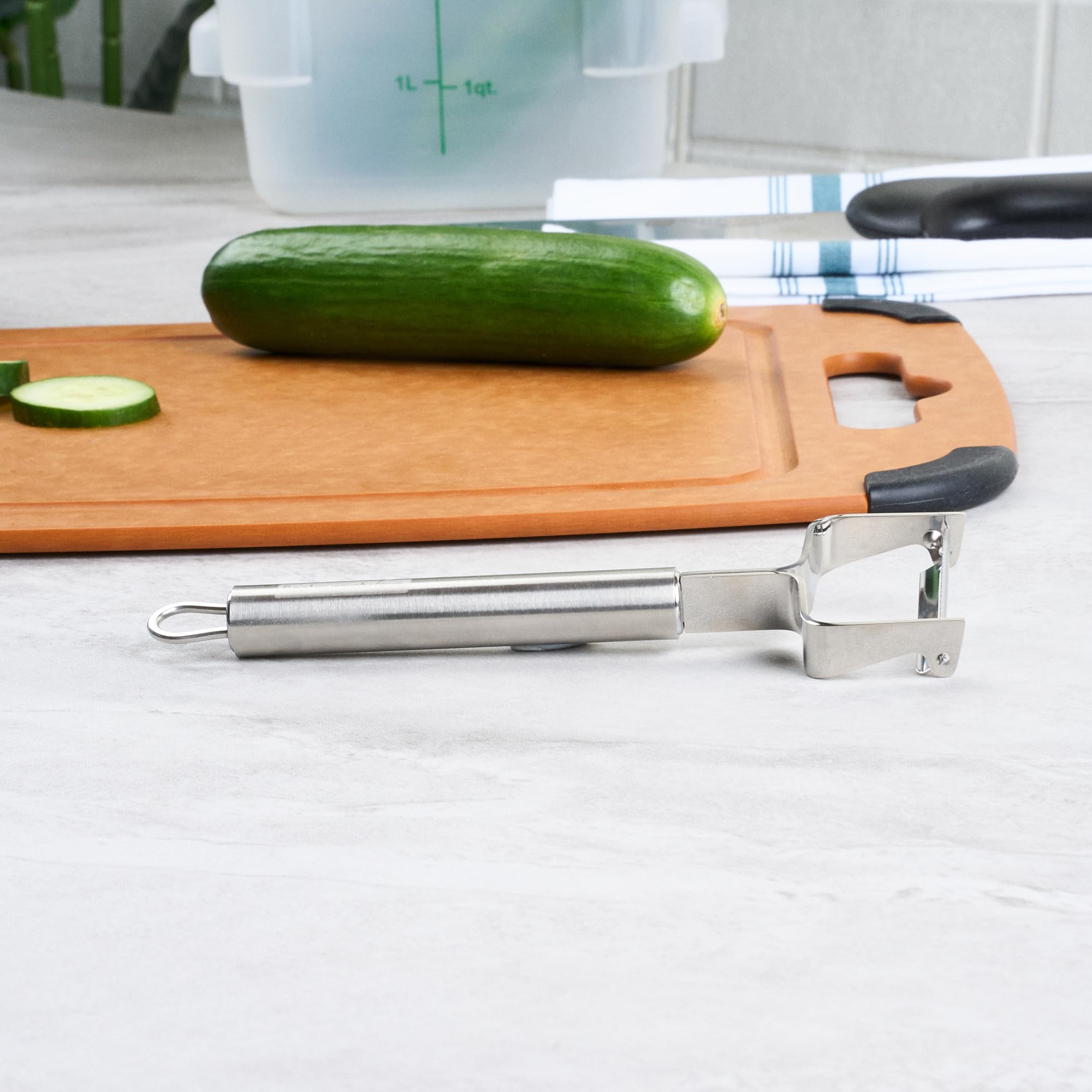 German Standard - Pelador de verduras de 6.6 pulgadas, pelador de patatas en 1 Y, hoja ultra afilada, mango ergonómico, pelador de frutas de acero inoxidable, apto para lavavajillas, para calabacín,