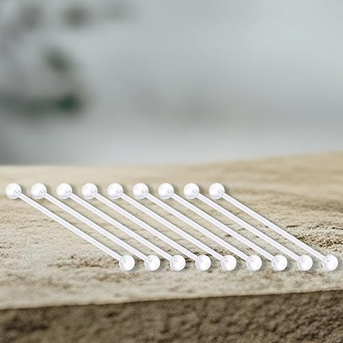 Miniatura 2 de DBella Aretes de cartílago de barra industrial bioplasto flexible transparente de 14G para embarazo deporte maternidad ombligo ombligo piercing