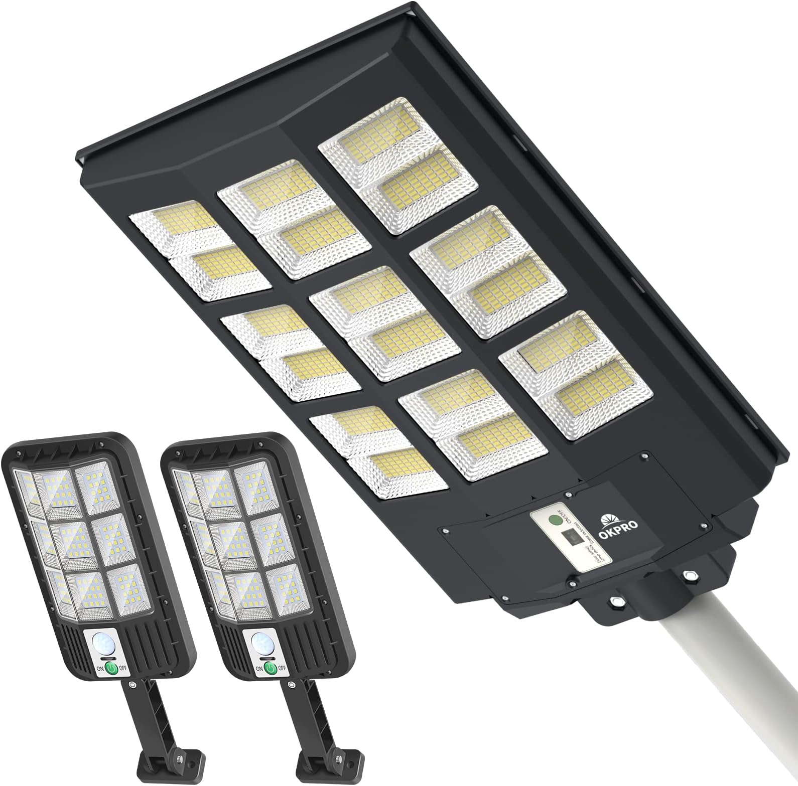 OKPRO Solar Lighting Pro Bundle: 1000W Solar Street Light 2 Solar Flood ...