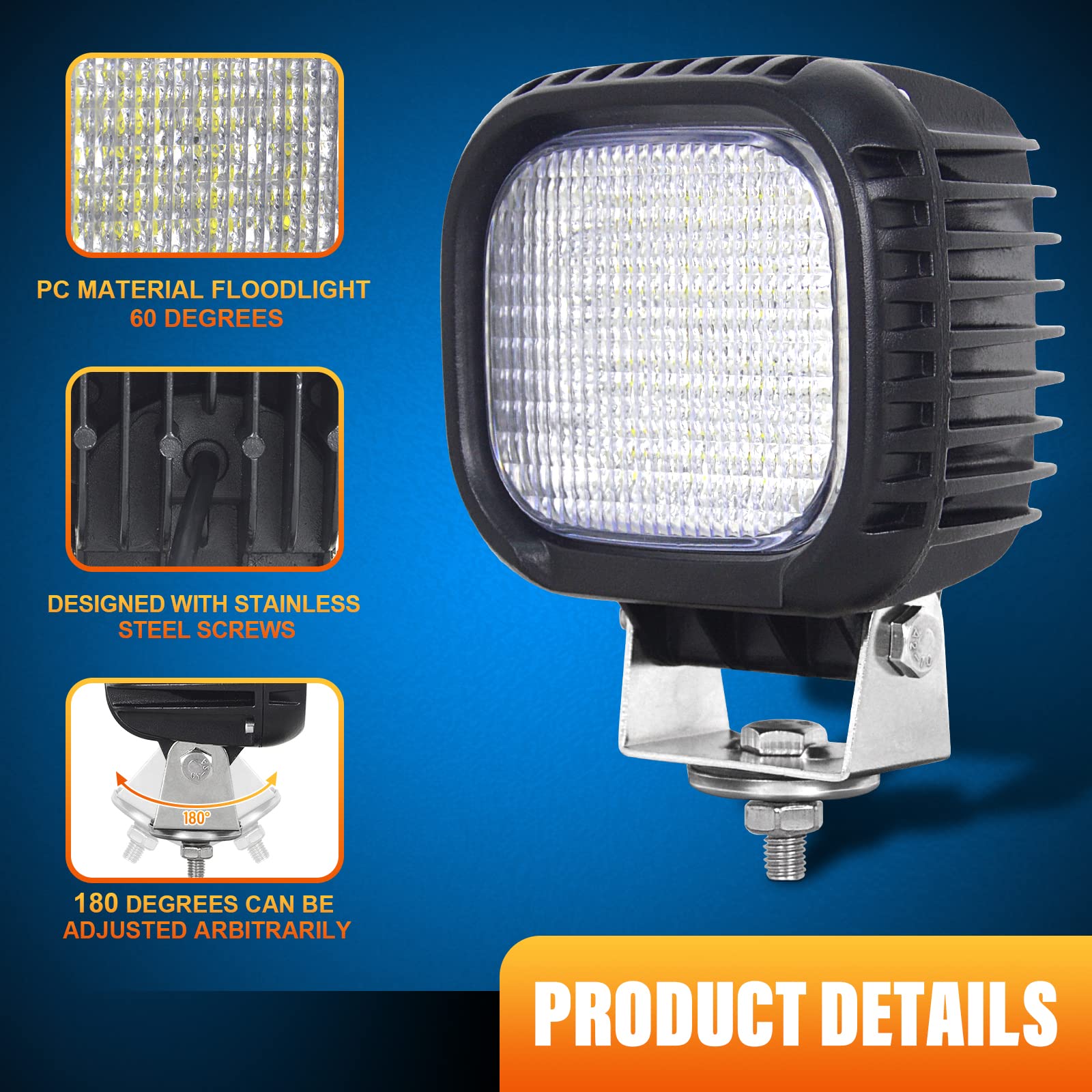 RIGIDON LED-Scheinwerfer, Traktor, Flutlicht, 12,7 cm, 48 W, 4800 Lumen, 12/24 V, für Auto, Geländewagen, SUV, UTE, ATV, 4x4, Boot, LED-Arbeitsleuchte, wasserdicht