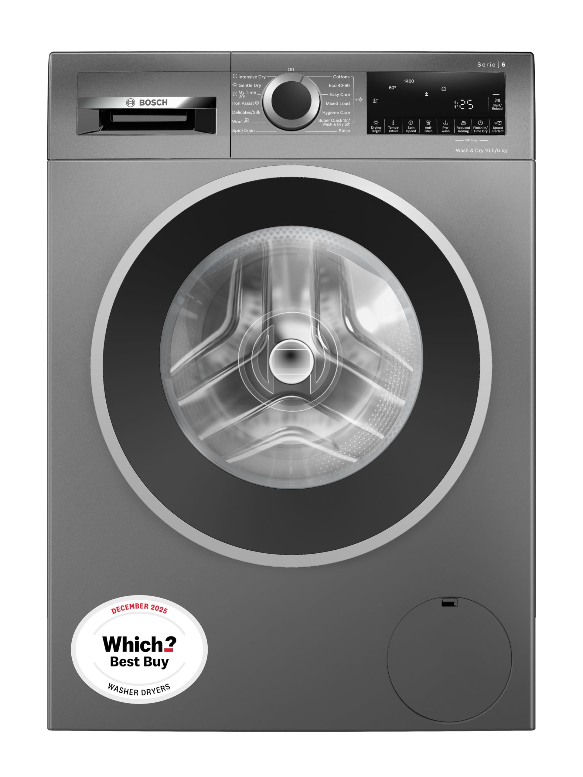 Bosch Grey Wng254r1gb 10.5Kg/6Kg Series 6 Washer Dryer - Graphite