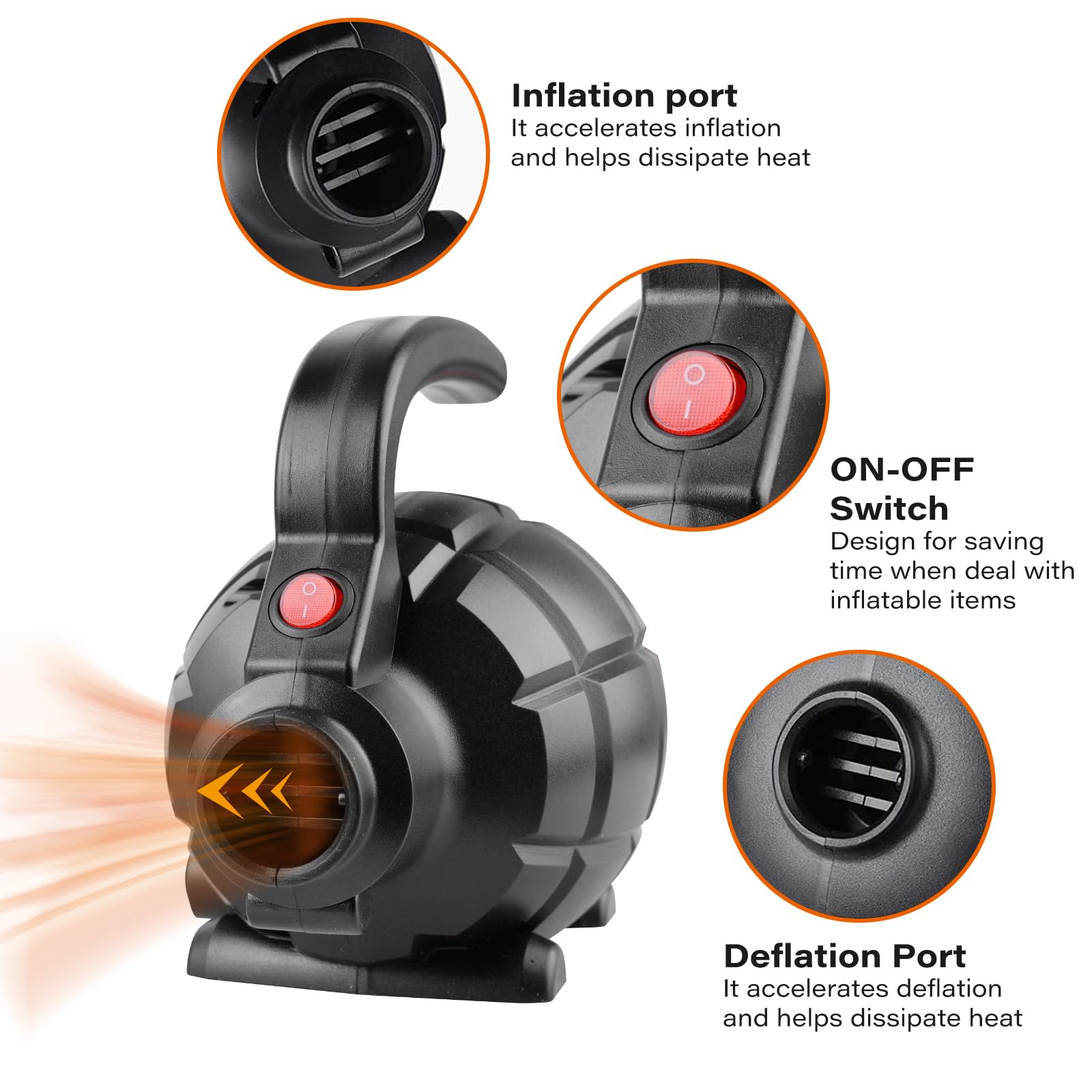 BFXMV Pompe Electrique, Pompe à Air Électrique 600W avec 5 Buses pour Tapis Gonflable Gonfleur Electrique Matelas Gonflable Anneaux De Natation, Radeaux, Lits à Eau, Bateaux, Bassins pour Enfan