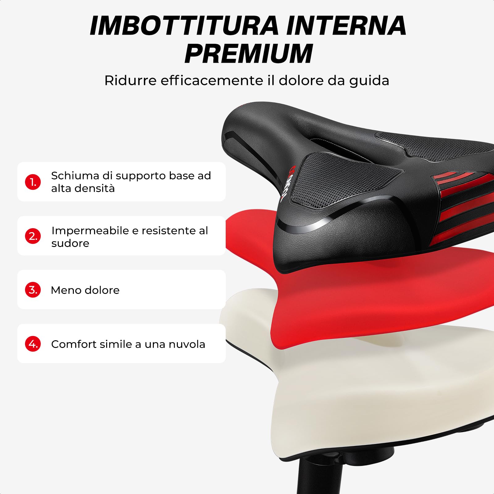 YOUNGDO Sella per Bicicletta Comoda, Sella Bici Gel Ergonomico, Uomo Donna Sellino Bicicletta Traspirante per Biciclette da Strada, Mountain Bike, City Bike