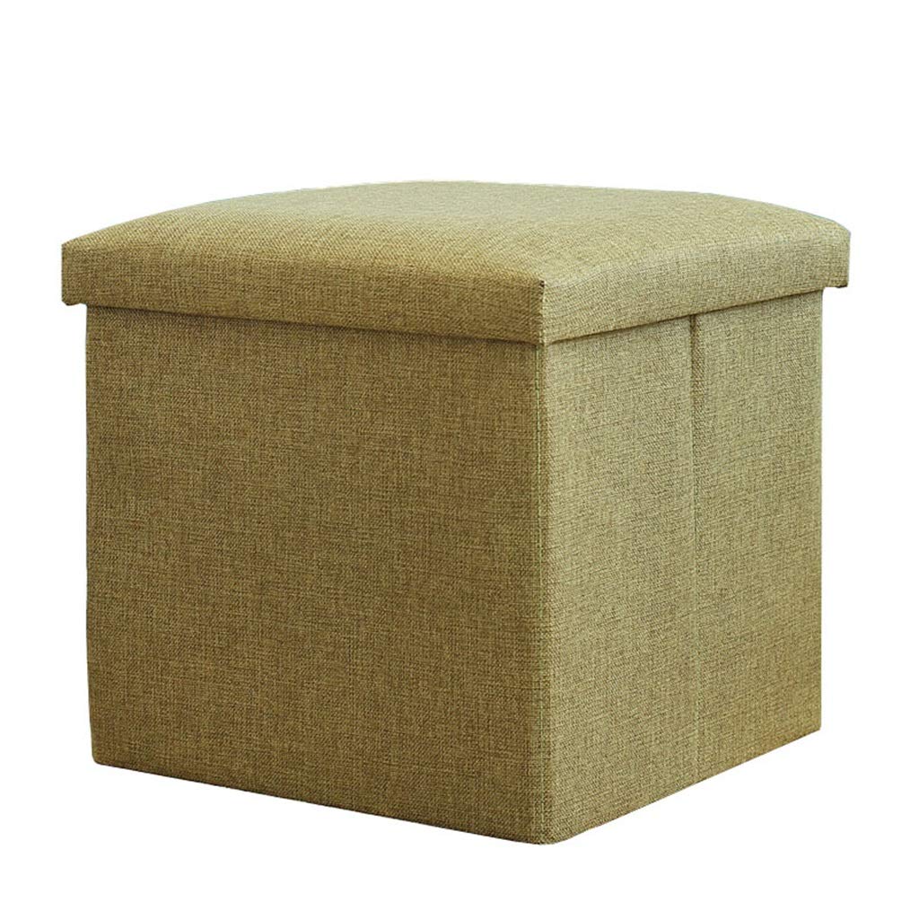 Pouf pliant en lin 38cm CHEWYNP boîte de rangement et repose-pieds cube pour salon