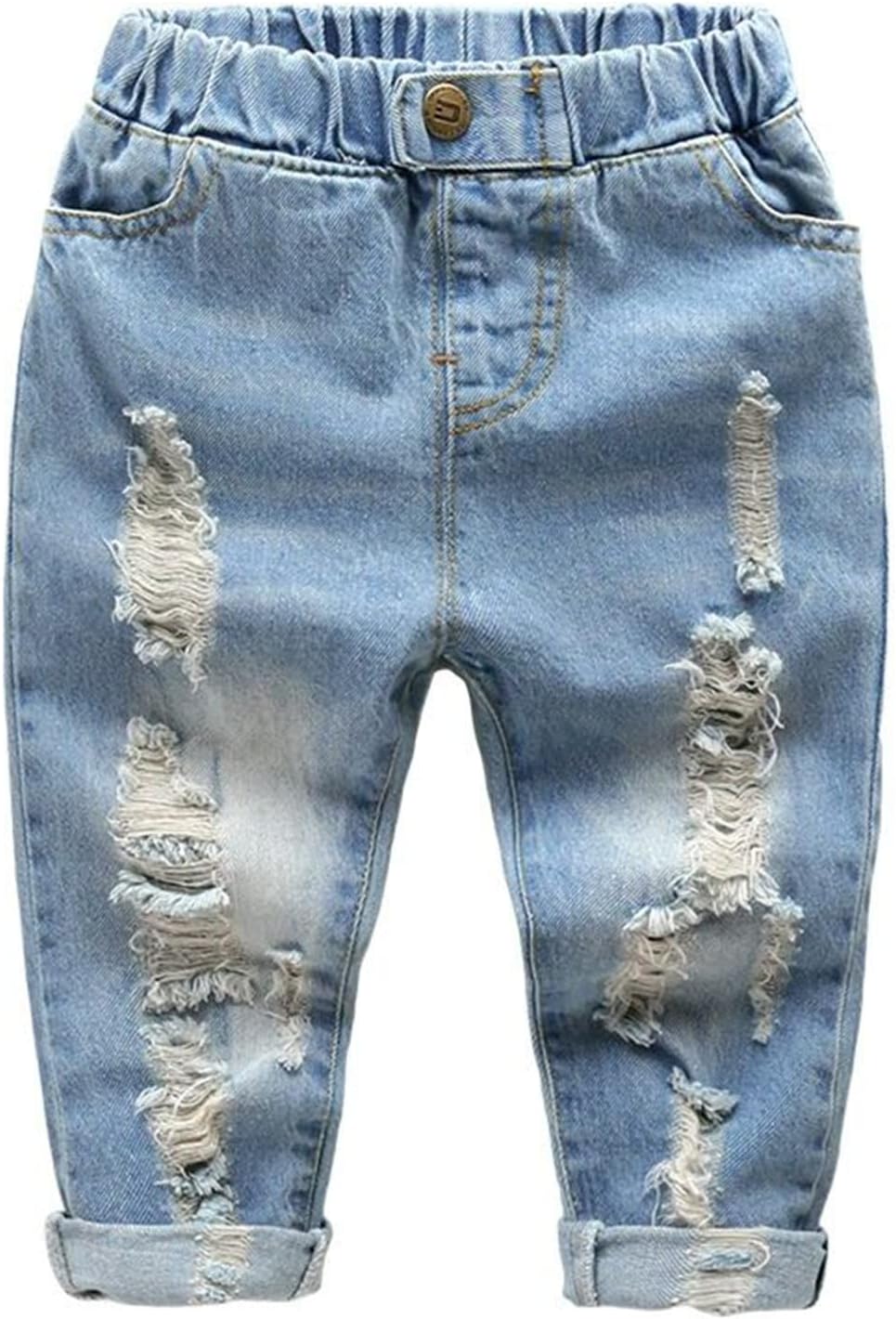 TJTJXRXR Little Baby Boys Girl Ripped Western Jeans Kids Girls Friend Style Denim Pants