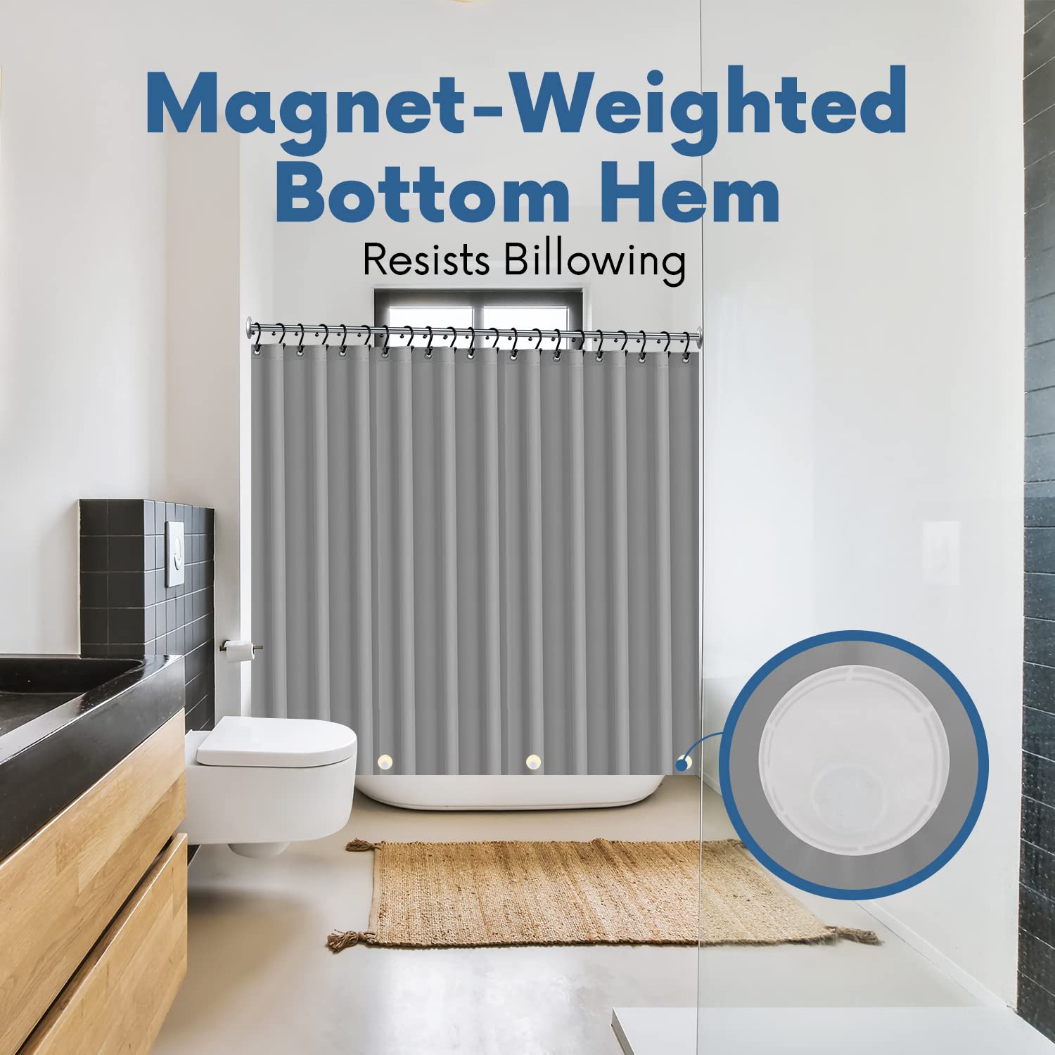 Amazon | SKUPCT ジェーン・エア・ドット シャワーカーテン 環境保護