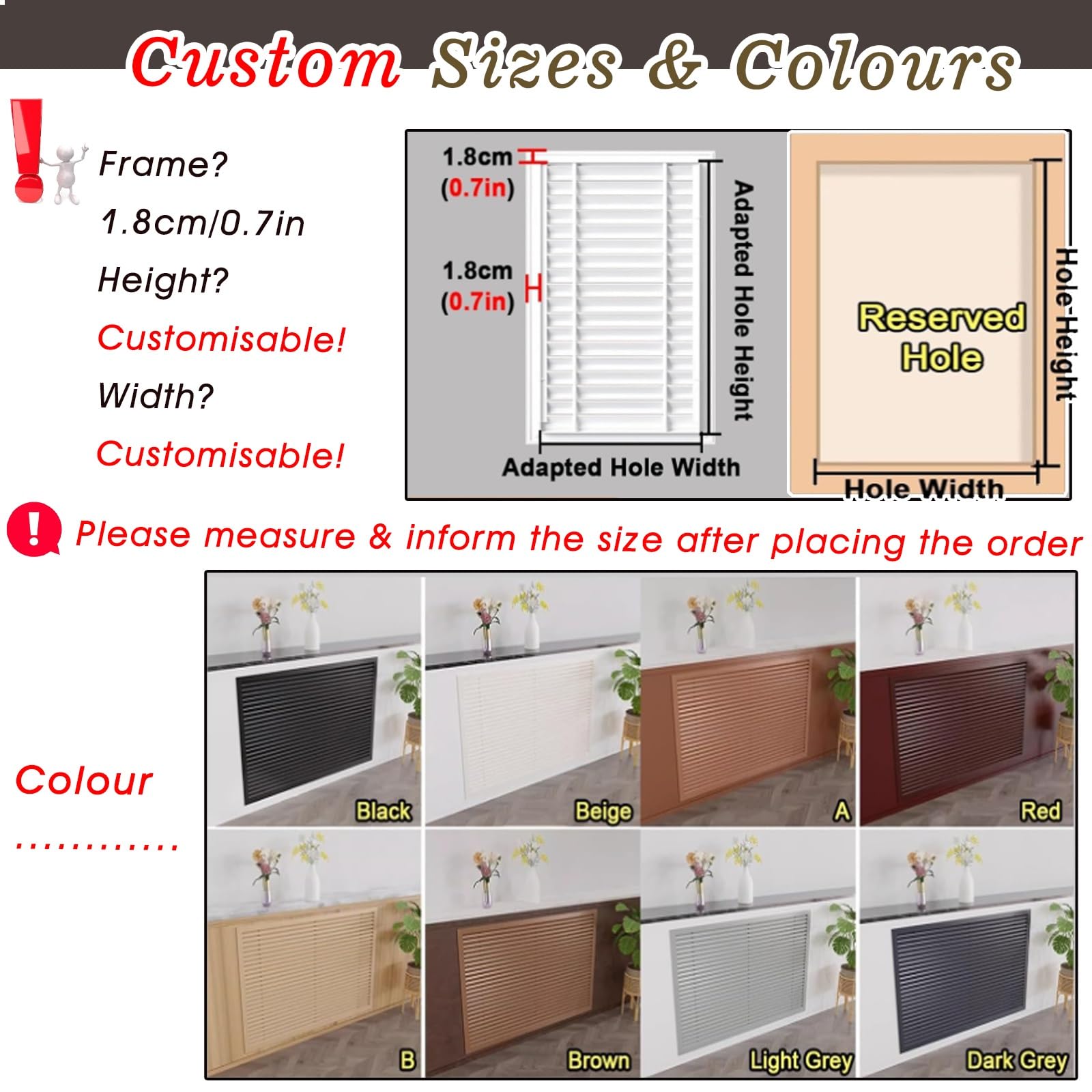 Tapa de ventilación con Rejilla para hastiales de armarios, cobertizos y áticos - Rejilla de Retorno de Aire de Cocina, Puerta de Acceso a fontanería (A 30x130cm/12x52in)