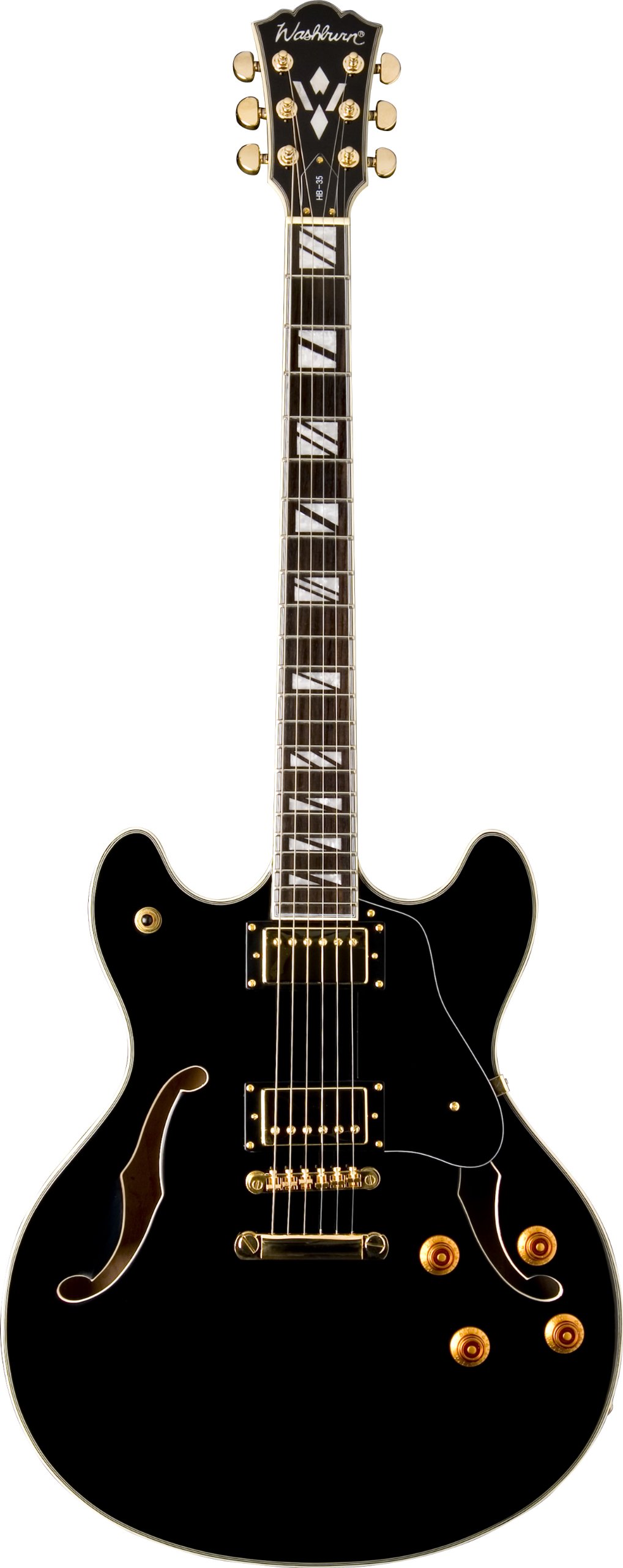 Washburn HB35B Hollow Body Electric Guitar - Black