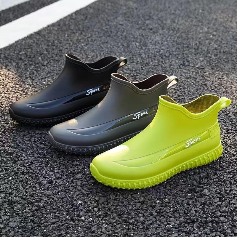 Men's Deck Boots, Waterproof Ankle Rain Boots Men Anti-Slip Traction, Outdoor Rubber Fishing Garden Boots High Shoes for Farming