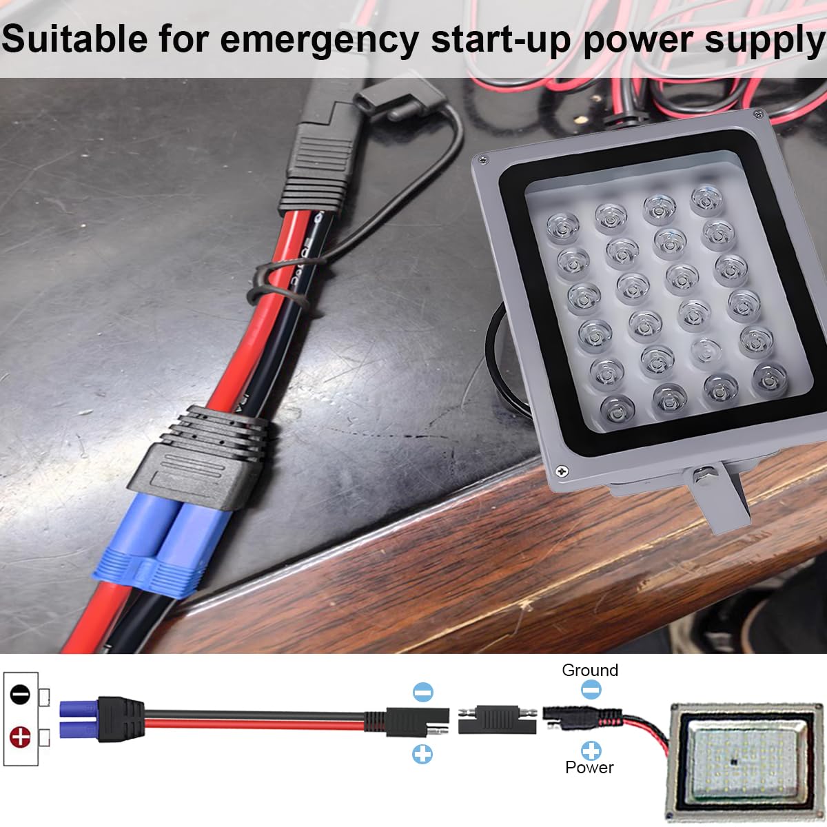 2 pezzi Cavo EC5 a SAE, Cavo adattatore auto da EC5 femmina a SAE, per batteria auto e pannello solare