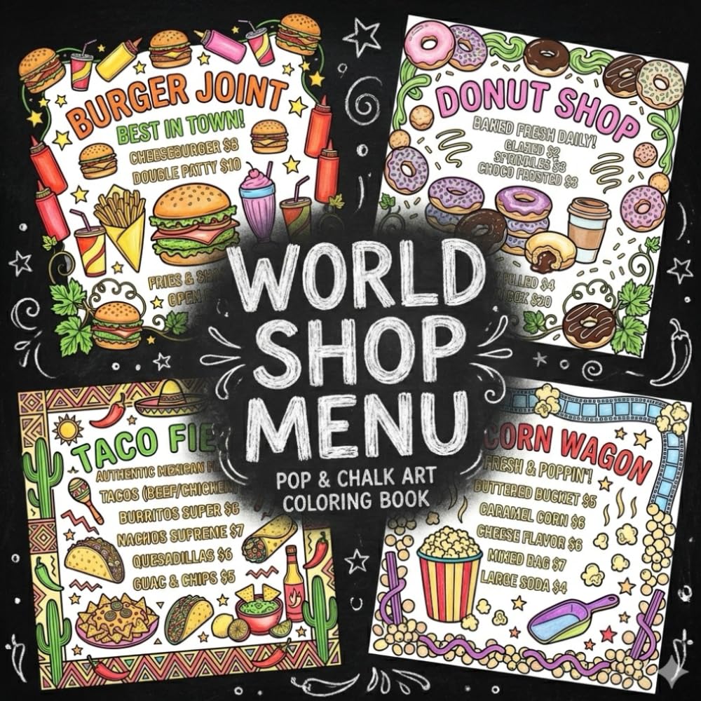 WORLD SHOP MENU: World Shop Menu Coloring Book