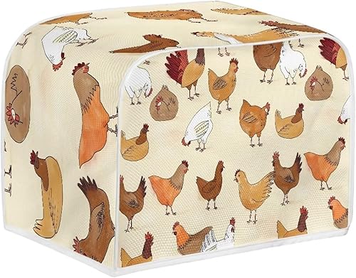FOR U DESIGNS Cubierta para tostadora de 2 rebanadas de pollo, cubierta de electrodomésticos pequeños para hacer pan, protección contra el polvo y