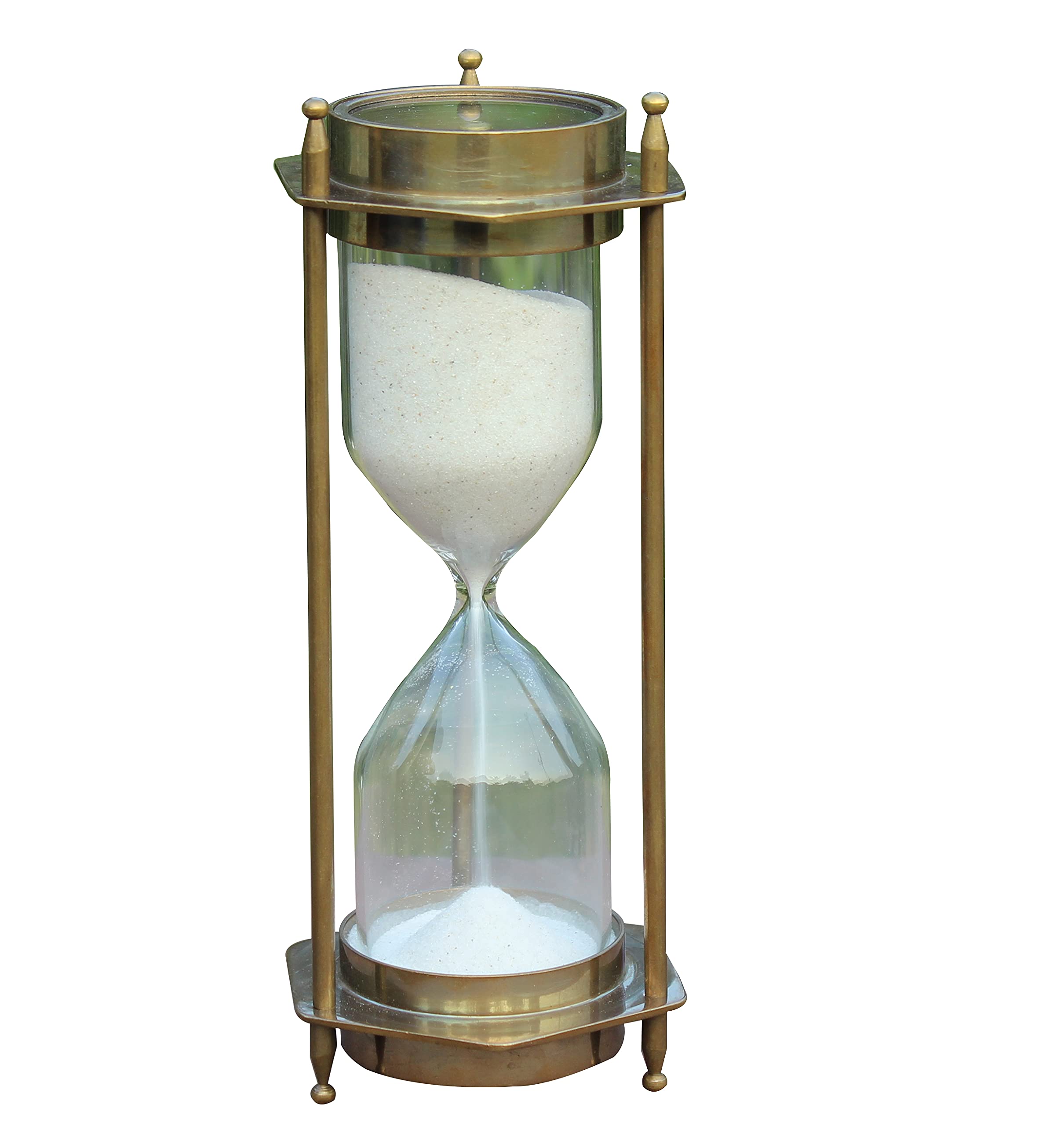 Nautical Brass Sand Timer Maritime Hourglass Compass White Sand Clock Antique Finish Desktop Accessory