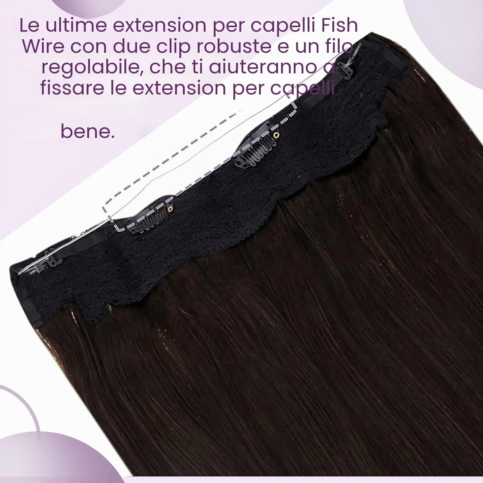 LaaVoo Extension Capelli Veri Con Filo, Castano Scuro 80g, Capelli Remy Lisci, Leggeri e Invisibili, per Uso Quotidiano, 30cm Colore 2
