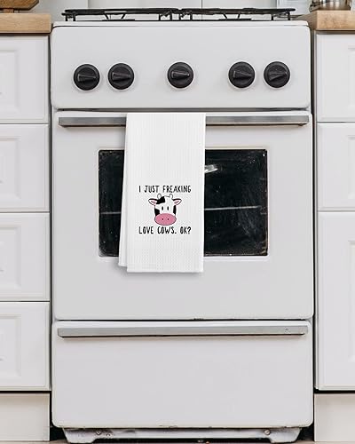 Miniatura 3 de I Just Freaking Love Cows OK - Divertidas toallas de cocina de 16 x 24 pulgadas, paños de cocina modernos de algodón, paños de cocina, saco de
