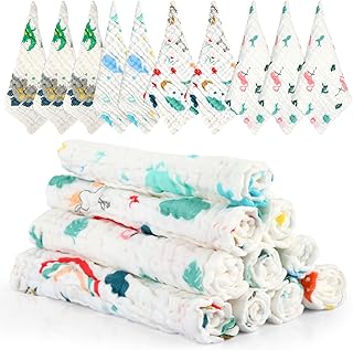 SYOSI 10 Pack Muslin Cloths for Baby