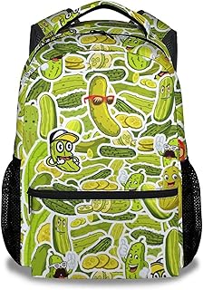 Mercuryelf Pickles Backpack for Girls Boys, 16 Inch Green Backpacks for School Travel, Funny Lightweight Bookbag for Kids