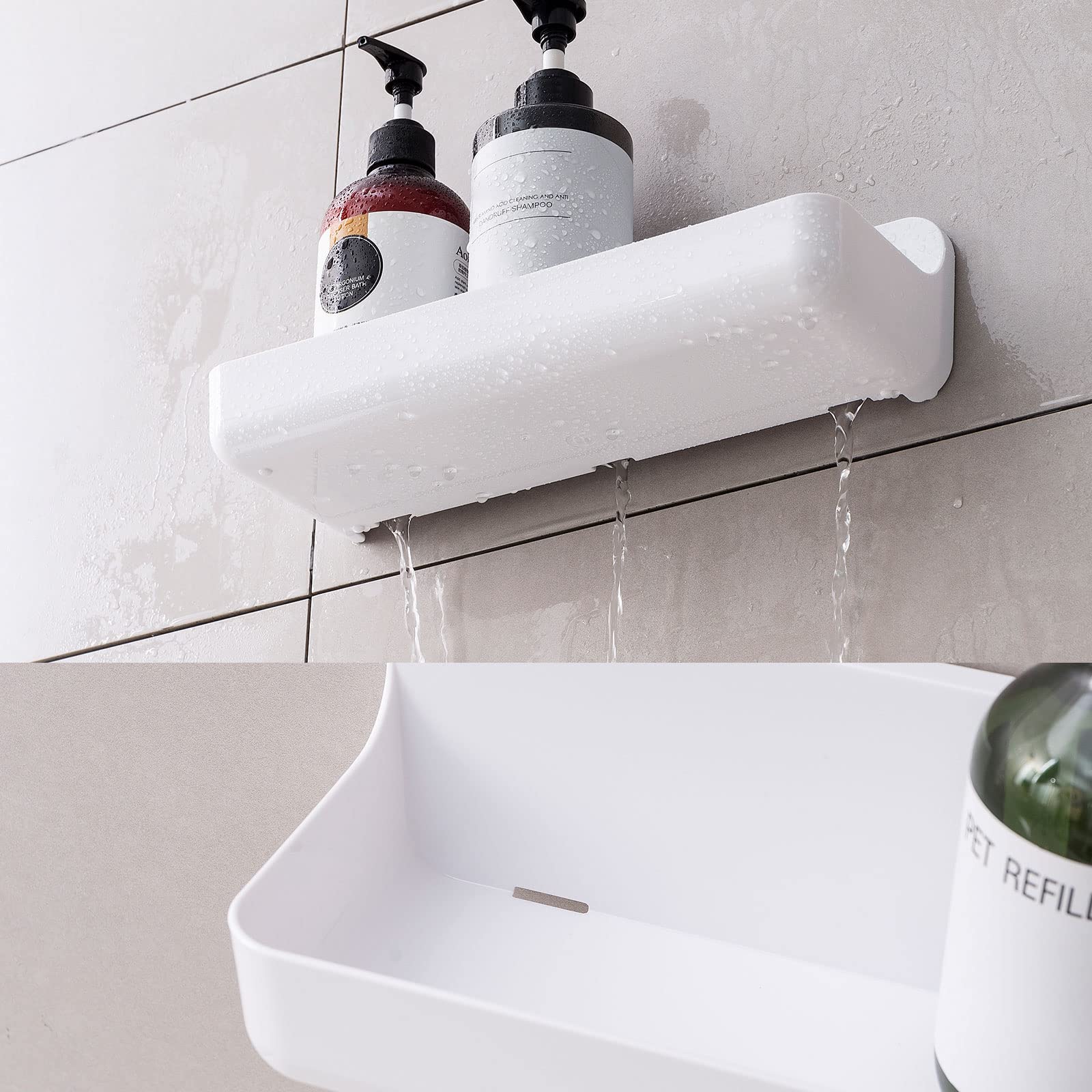 Organizador De Ducha Transparente Ettori - Con Adhesivo, Sin Taladrar, Para Baño O Cocina