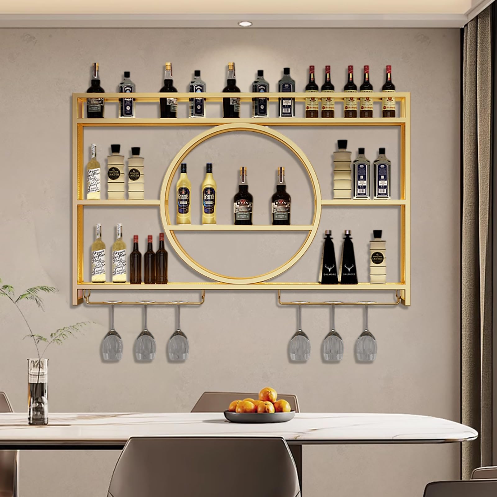 Présentoir de rangement pour vin en fer au design contemporain et minimaliste