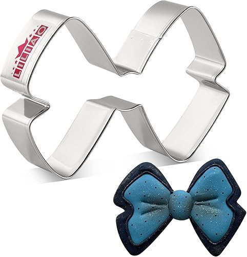 LILIAO Janka - Cortador de galletas con pajarita de 3.6 x 2.6 pulgadas, cortador de molde de pan para fondant, para bodas, cumpleaños, fiestas,