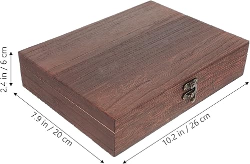 Miniatura 4 de Housoutil Caja de almacenamiento de madera vintage, contenedor grande de recuerdo con tapa con bisagras y cierre frontal, caja del tesoro de madera