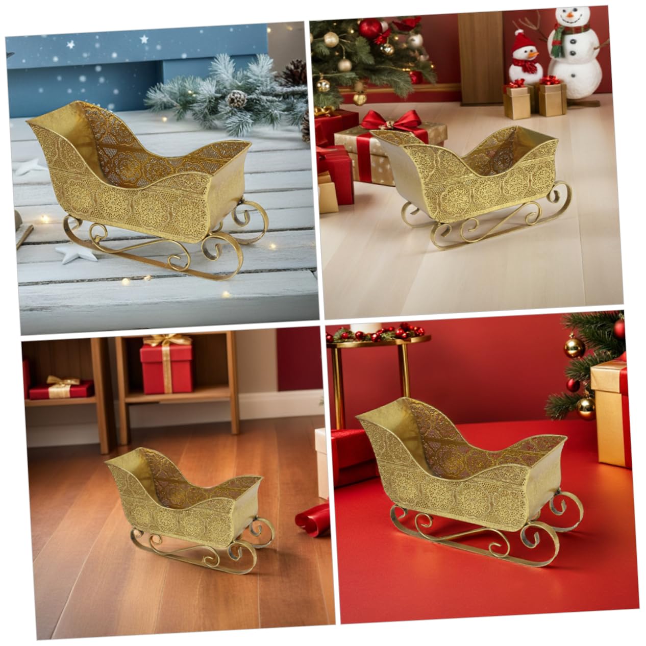 SOLUSTRE Spielzeugschlitten aus Metall Kleiner Schlitten für Weihnachtsdeko Dekoschlitten als Kamindekoration Tischschlitten mit Vintage-design Weihnachtsschlitten-ornament