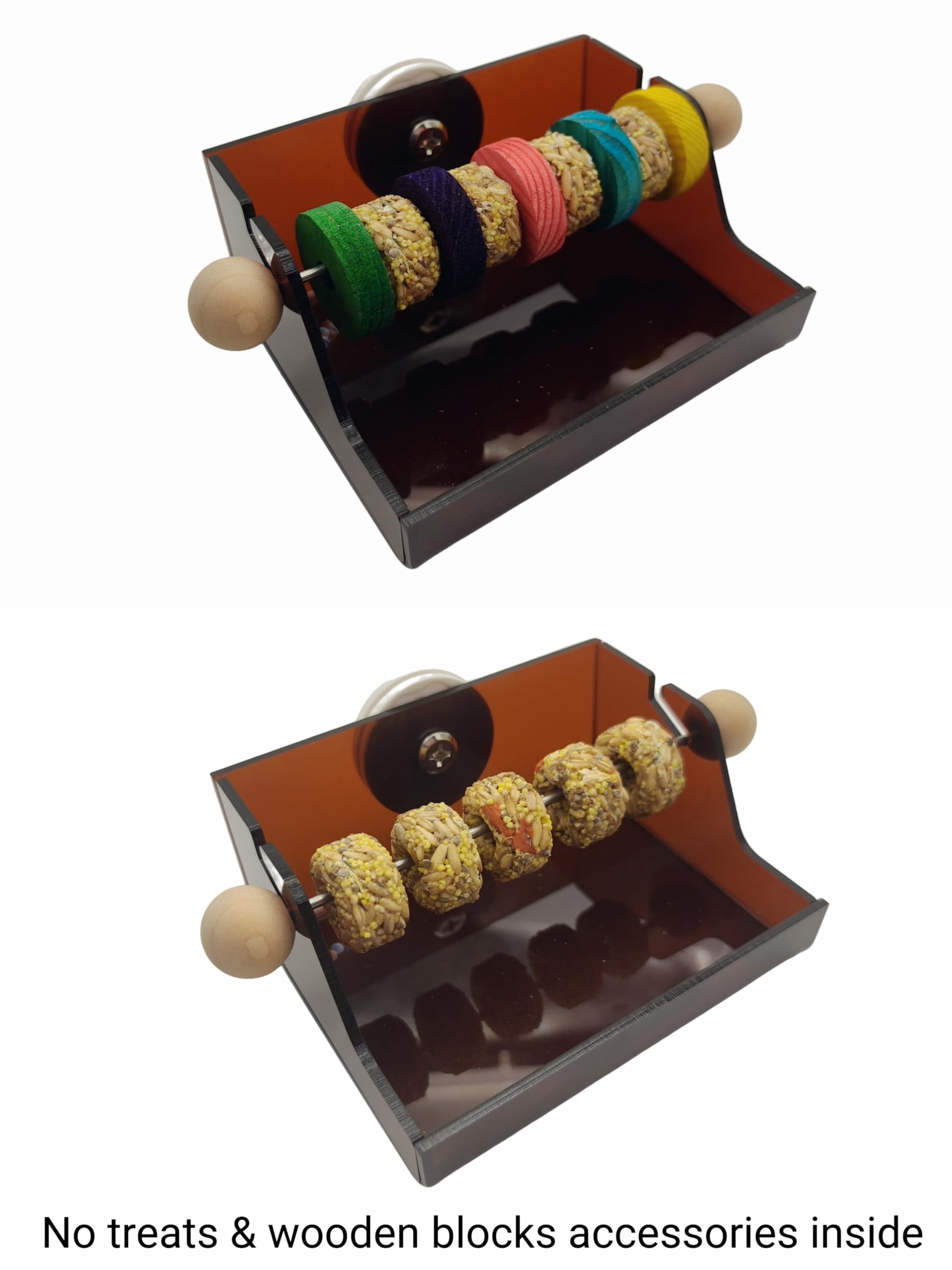 Triple Cup Parrot Foraging Toy, Wood and Acrylic Base Feeder, 6.2x3.7x2.1 Inches, Portion Control System with Stainless Steel Skewers for Small-Medium Parrots - image 5