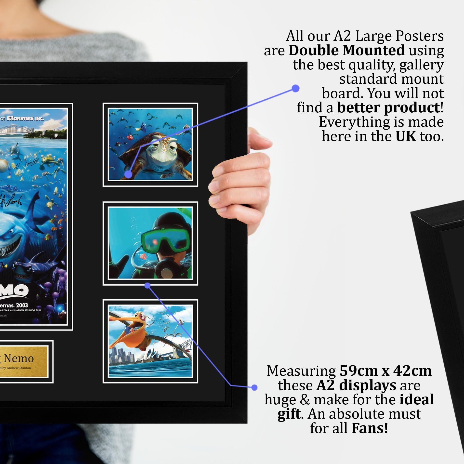 HWC Trading Finding Nemo Podpisany Plakat Filmowy A2 Deluxe w Ramie
