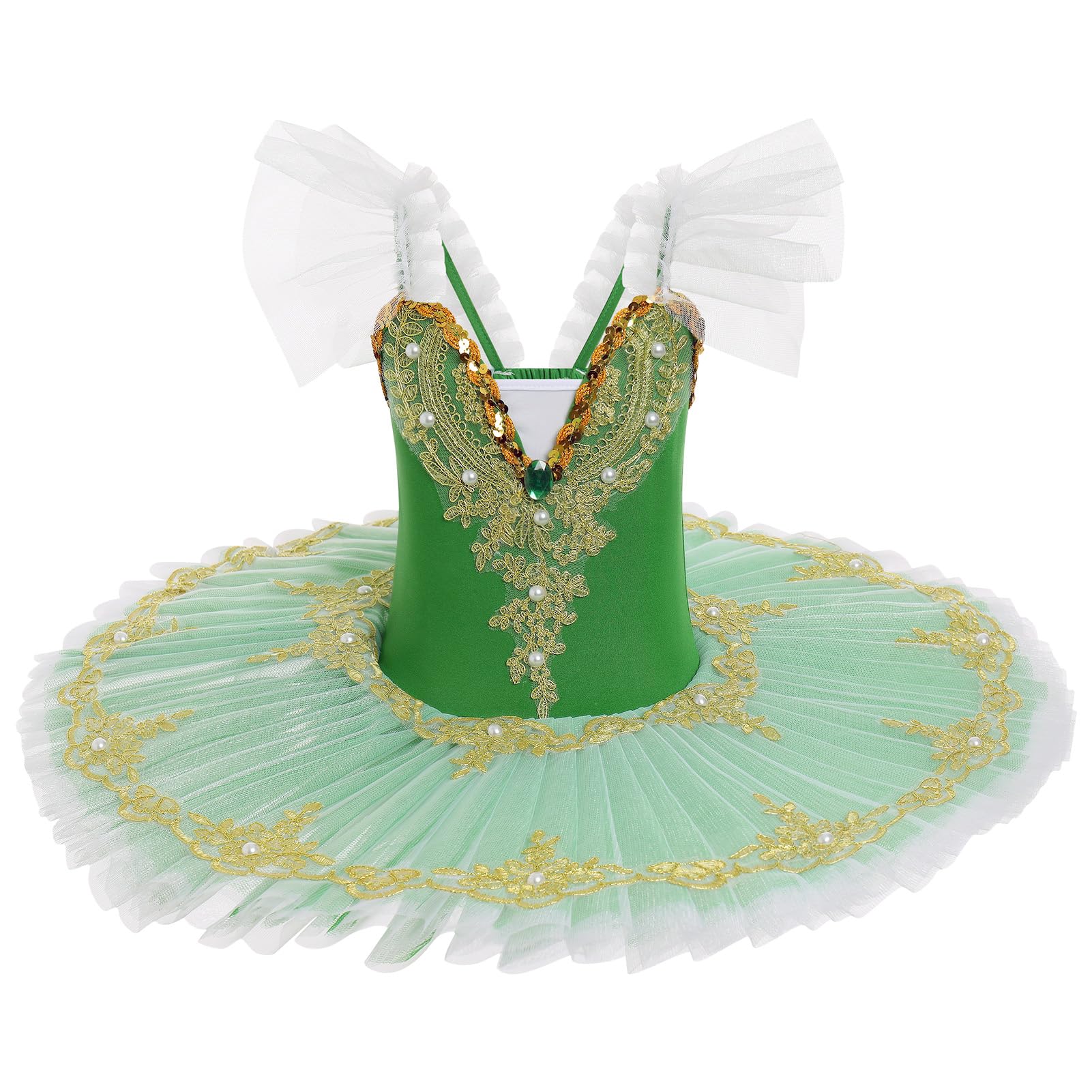 Vêtements de ballet filles 3-16 ans pour la danse : 3 pièces robe de ballet avec bretelles réglables paillettes - robe de danse pour enfants pour ballet, patinage artistique, patinage artistique