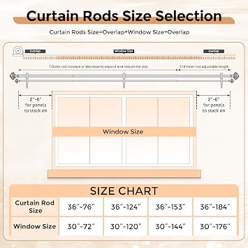 Gold Double Curtain Rod 36-124 Inch Decorative Crystal Dual Rods | Adjustable Heavy Duty Long Spliced Double Curtain Rods, 33 lb Capacity, Elegant Gold Foil Finials, Easy Installation