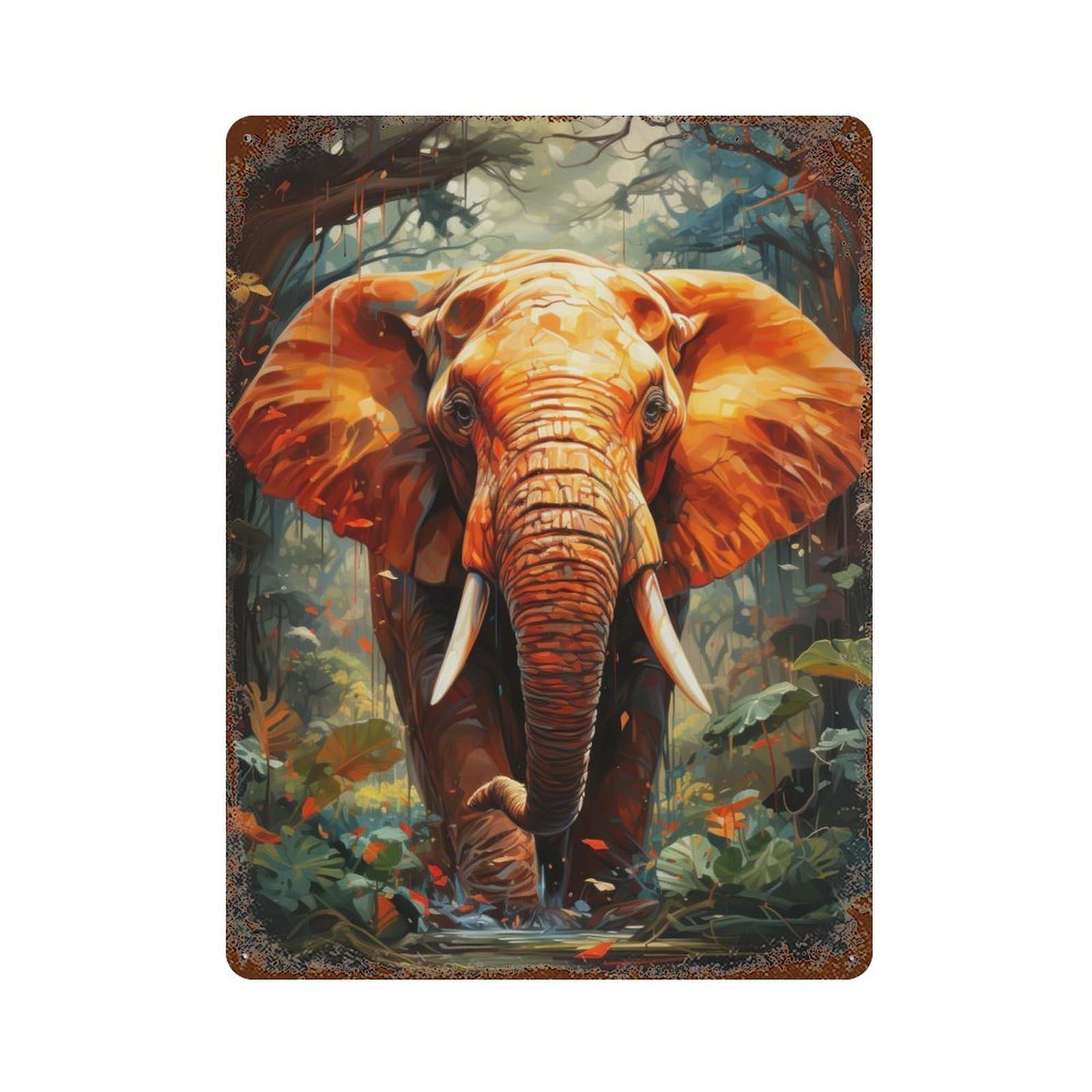 Hot Sunset Elephant Africa Retro Metal Sign 15.7"x11.8", Ideal for Shed, Workshop And Garage Wall Decor