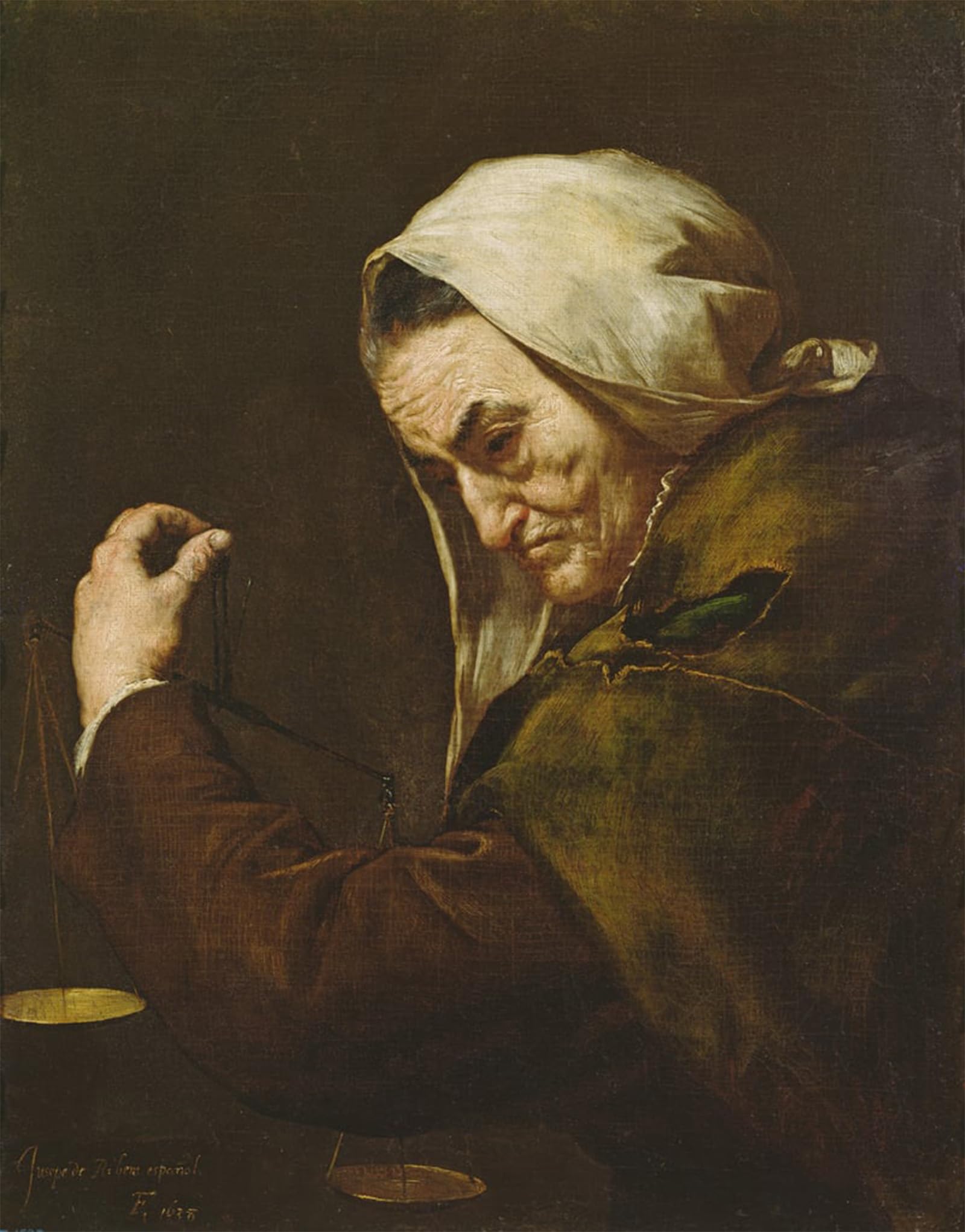 POSTERIIk Vintage Classic Picture Landscape Artwork the Old Usurer by Jusepe De Ribera Portrait Canvas Painting for Office Home Decor 60x90cm