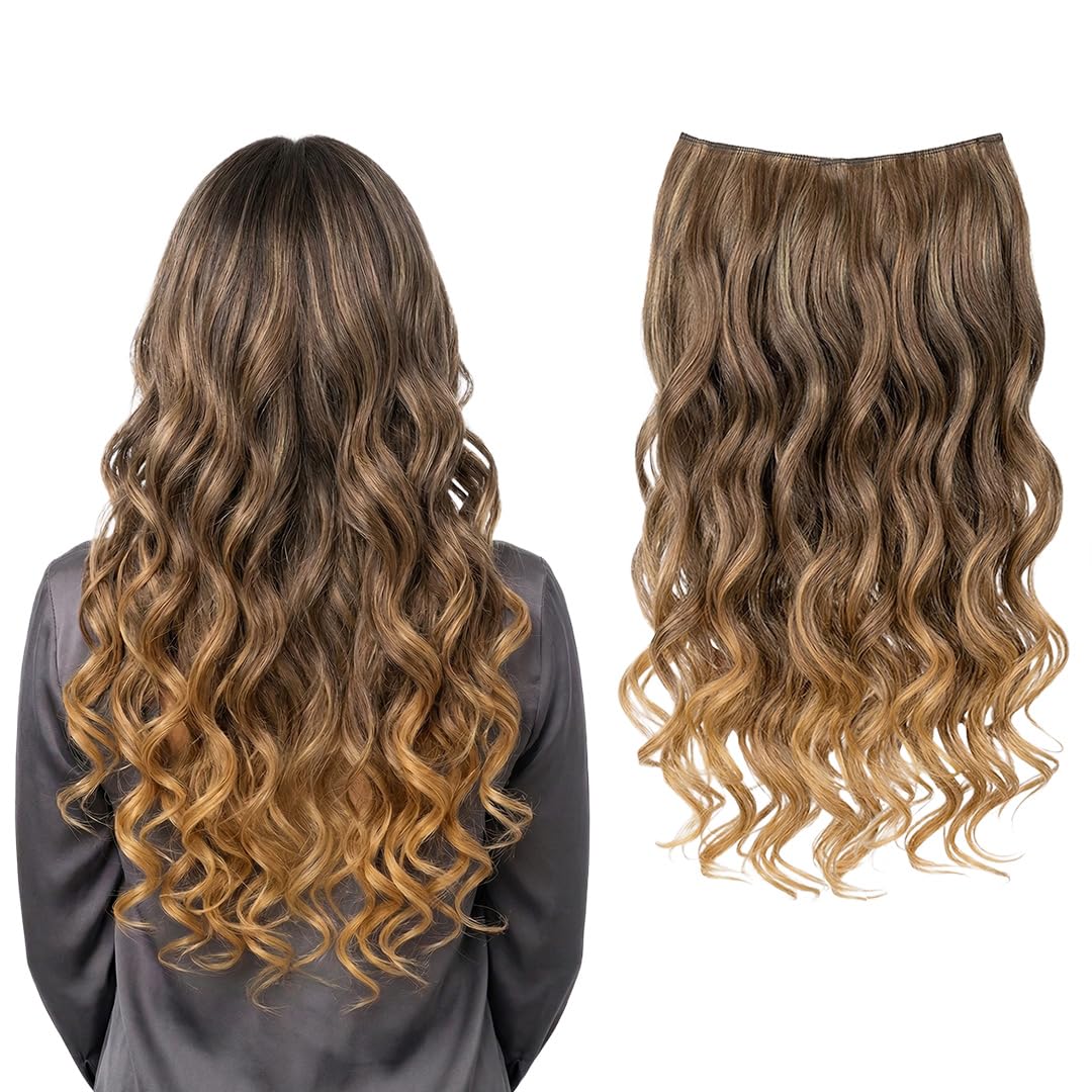 AHS Premium 22 Inch Hair Extension for Women & Girls | 200g Thick Curly Wavy Clip-In Hair | 5 Clips Natural Looking Synthetic Long Hair Extensions | Nakli Baal for Volume & Styling. (Golden Highlights)-picture-52