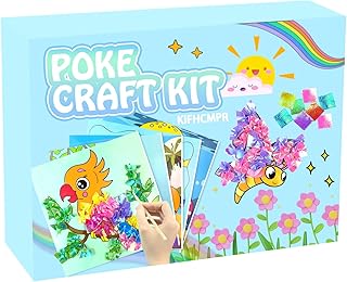 Poke-in Craft and Art Kit for Kids,Animals Theme,Mess Free Kids\'Paper Craft Kits,Arts and Crafts for Kids,Art Activity Birthday Gift Ideas for Children,DIY Presents,Toys for Girls & Boys Ages 4-10+