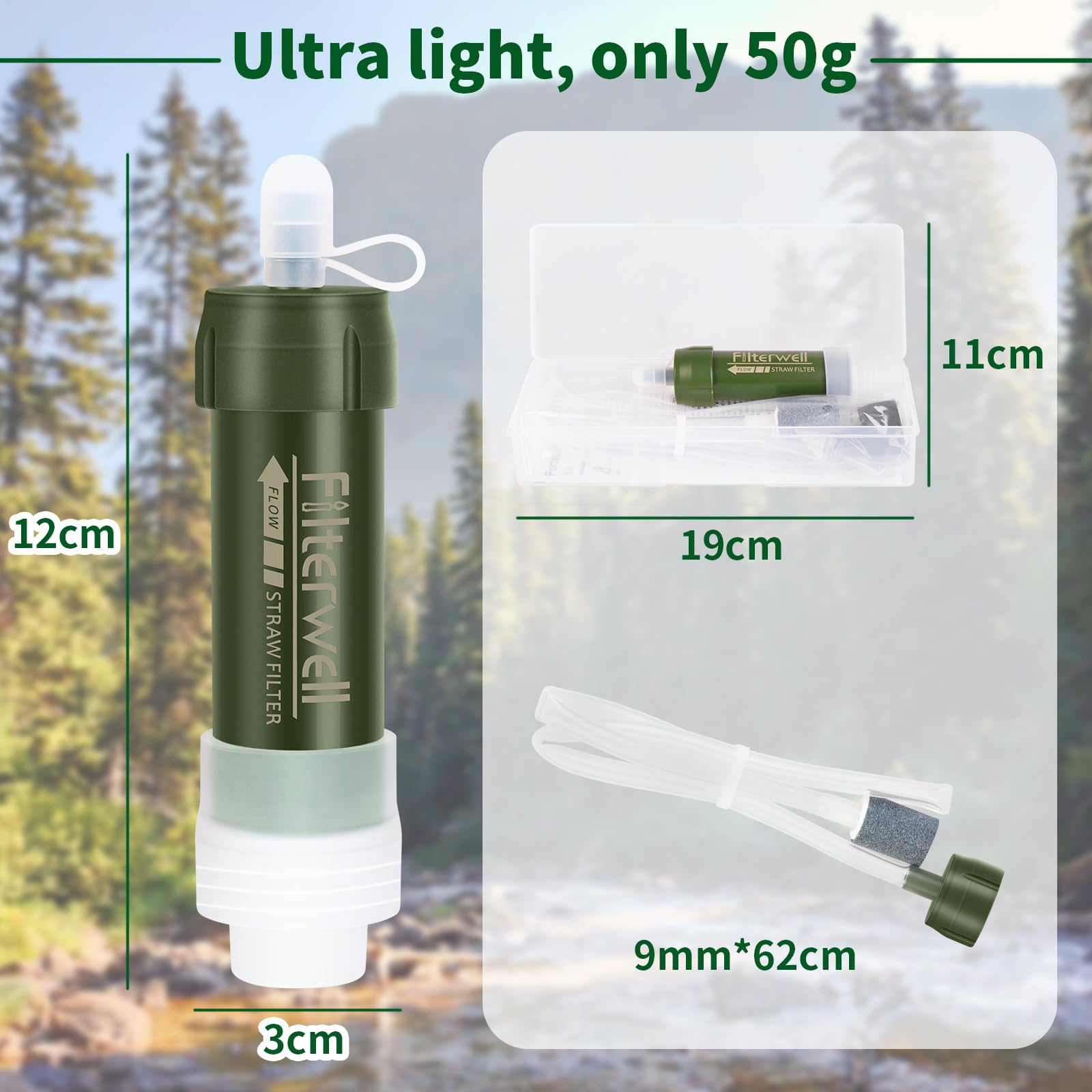 Tentock Water Purifier Disaster Prevention Outdoor Personal Filter Survival Portable for Disaster Mountaineering Camping Emergency Use Lightweight Small Reusable Possible