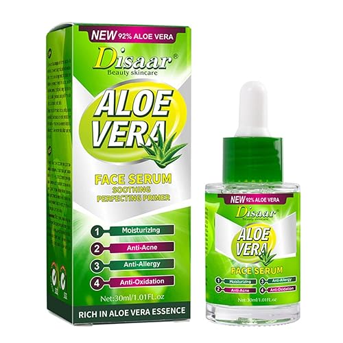DISAAR BEAUTY Aloe Vera Essence - Suero facial calmante antiacné, antialérgico, antioxidación, minimiza los poros 1.0fl oz1.01 onzas líquidas